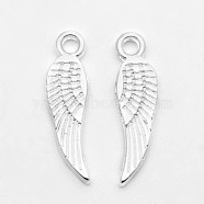 Tibetan Style Pendants, Wing, Cadmium Free & Nickel Free & Lead Free, Silver Color Plated, 18x5mm, Hole: 1.5mm.(X-K08X6022)