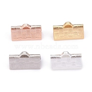 304 Stainless Steel Ribbon Crimp Ends, Mixed Color, 7x10x5mm, Hole: 1.2x0.5mm(STAS-P249-27B-M)