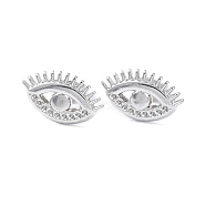 304 Stainless Steel Eye Stud Earring Findings, Earring Settings for Rhinestone, Stainless Steel Color, Fit for 1mm rhinstone, 10.7x16.7mm, Pin: 0.8mm(EJEW-I285-07P)