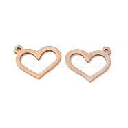 Vacuum Plating 201 Stainless Steel Pendants, Heart Charm, Rose Gold, 14x16.5x1mm, Hole: 1.4mm(STAS-J401-LD019)