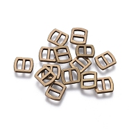 Mini Alloy Buckles, Adjustable Buckle Fasteners, Rectangle, Antique Bronze, 6x5x1mm, Hole: 3x1mm(PALLOY-WH0067-76-AB)