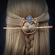 Vintage Moonstone Hair Sticks for Women, Gothic Retro Viking Alloy Hair Sticks, Crown, 58x60mm(PW-WG64507-04)
