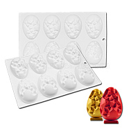 DIY Half Easter Surprise Eggs Silicone Molds, Fondant Molds, Resin Casting Molds, for Chocolate, Candy, UV Resin & Epoxy Resin Craft Making, 8 Cavities, Triangle Pattern, 264x168x25mm, Hole: 8mm, Inner Diameter: 76x55mm(DIY-E060-03B)