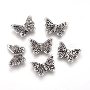 Tibetan Style Alloy Beads, Butterfly, Antique Silver, 12x17.5x3mm, Hole: 1mm(PALLOY-E488-12AS)