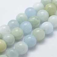 Natural Aquamarine Beads Strands, Round, 8mm, Hole: 1mm, about 52pcs/strand, 15.7 inch(G-K240-04)