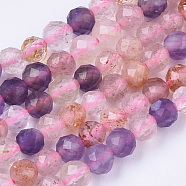 Natural Mixed Quartz Beads Strands, Faceted, Round, 3mm, Hole: 0.7mm, about 115pcs/strand, 15.55 inch(39.5cm)(G-R462-037)