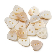 Freshwater Shell Button, Heart, Heart, 11.5x11x2mm, Hole: 1.8mm(BUTT-Z001-03)