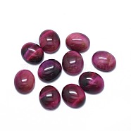 Natural Tiger Eye Cabochons, Dyed & Heated, Oval, Medium Violet Red, 11.5~12.5x9.5~10.5x4.5mm(G-G795-09-01)