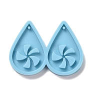 DIY Teardrop with Windmill Pendants Silicone Molds, Resin Casting Molds, For UV Resin, Epoxy Resin Jewelry Making, Sky Blue, 42x57x5mm, Hole: 1.5mm, Inner Diameter: 37x25mm(DIY-D060-30)