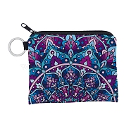 Polyester Handbags, Clutch Bag with Zipper & Keychain, Rectangle with Mandala Flower, Random Buckle Style, Deep Sky Blue, 12x9.5cm(PAAG-PW0012-29B)