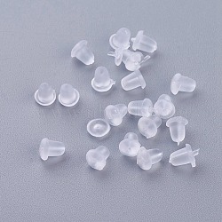 Plastic Ear Nuts, Earring Backs, Clear, 5x4mm, Hole: 0.5mm(KY-G006-04-F)