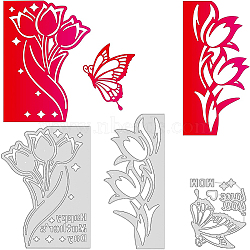 3Pcs 3 Styles Carbon Steel Cutting Dies Stencils, for DIY Scrapbooking, Photo Album, Decorative Embossing, Paper Card, Matte Platinum Color, Tulip Pattern, 82~157x61~66x0.8mm, 3pcs/set(DIY-WH0309-905)