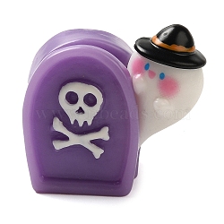 Halloween Ornaments, Resin Ghost Figurines Statues for Home Desktop Decoration, Coffin, 27x29x15mm(AJEW-S001-03B)