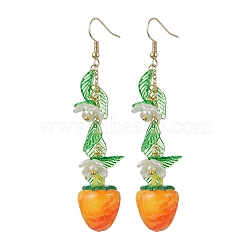 Acrylic 304 Stainless Steel Dangle Earrings, Fruit, Strawberry, 81mm(EJEW-JE05735-05)