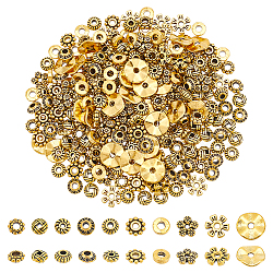 300Pcs 10 Styles Tibetan Style Alloy Spacer Beads, for Jewelry Making Supplies, Antique Golden, 6~10mm, Hole: 1~2.5mm, 30pcs/style(TIBEB-UN0001-04AG)