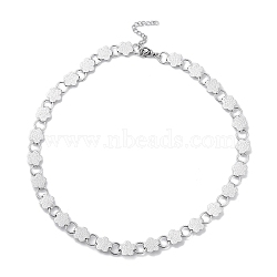 Non-Tarnish 304 Stainless Steel Link Chain Necklaces , Flower, 16.26 inch(41.3cm)(NJEW-Q340-02A-P)