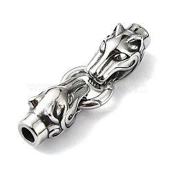 Tibetan Style 304 Stainless Steel Spring Gate Rings, Manual Polishing, Antique Silver, 56mm(FIND-Z046-04AS-04)