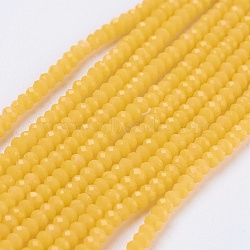 Opaque Glass Beads Strands, Faceted, Rondelle, Gold, 2.5x1.5~2mm, Hole: 0.5mm, about 185~190pcs/strand, 13.7 inch~14.1 inch(X-EGLA-K010-B12)