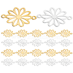 90Pcs 2 Colors Hollow Alloy Connector Charms, Flower Links, Mixed Color, 18x24.5x1mm, Hole: 1.5mm, 45pcs/color(FIND-LP0001-22)