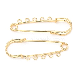 Brass Brooch Findings, Kilt Pins for Lapel Pins Makings, Real 18K Gold Plated, 15x50x6mm, Hole: 2mm(KK-R145-07A-G)