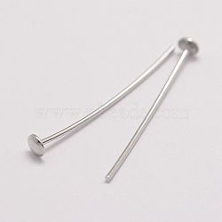 Anti-Tarnish Rhodium Plated 925 Sterling Silver Flat Head Pins, Platinum, 25x0.6mm, Head: 3mm(STER-P024-07-B)