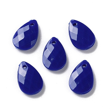 Opaque Acrylic Charms, Faceted, Teardrop Charms, Dark Blue, 13x8.5x3mm, Hole: 1mm