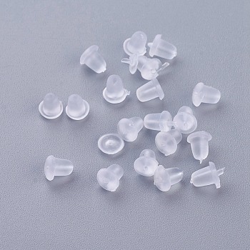 Plastic Ear Nuts, Earring Backs, Clear, 5x4mm, Hole: 0.5mm
