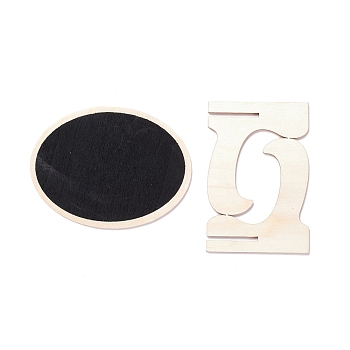 Oval Wooden Mini Chalkboard Signs, with Support Stand, for Wedding & Birthday Party Decoration, Black, 8.4x6.4x0.25cm