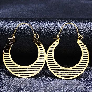 304 Stainless Steel Pendants Earrings, U-shape, Golden, 47x35mm