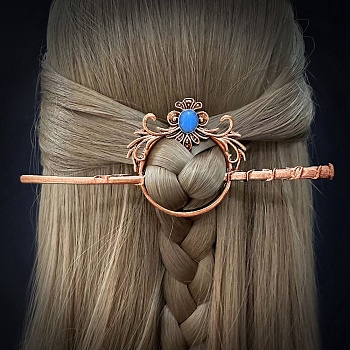 Vintage Moonstone Hair Sticks for Women, Gothic Retro Viking Alloy Hair Sticks, Crown, 58x60mm