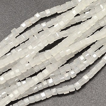 Faceted Cube Imitation Jade Glass Beads Strands, WhiteSmoke, 2x2x2mm, Hole: 0.5mm, about 200pcs/strand, 15.7 inch