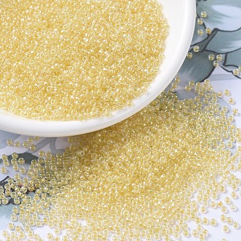 MIYUKI Round Rocailles Beads, Japanese Seed Beads, 11/0, (RR273) Light Yellow Lined Crystal AB, 11/0, 2x1.3mm, Hole: 0.8mm, about 50000pcs/pound