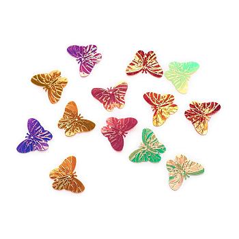 Ornament Accessories Disc Plastic Paillette Links, Sequins Beads, Butterfly, Mixed Color, 23x30x0.5mm, Hole: 1mm, about 3000pcs/500g