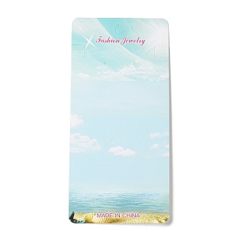 Rectangle Sky Print Paper Jewelry Display Cards, for Earrings, Necklaces, Sky Blue, 14.9x7x0.03cm, Hole: 6mm and 1.5mm