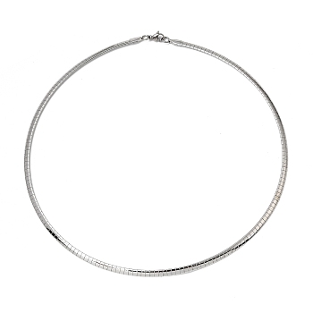 4MM 304 Stainless Steel Flat Snake Chain Necklaces, Tarnish Free, Stainless Steel Color, 19.69 inch(50cm)