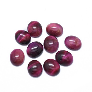 Natural Tiger Eye Cabochons, Dyed & Heated, Oval, Medium Violet Red, 11.5~12.5x9.5~10.5x4.5mm