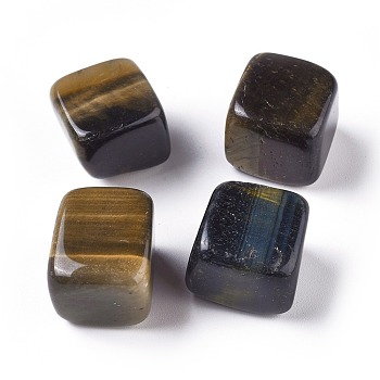 Natural Tiger Eye Beads, Cube, No Hole/Undrilled, 13~27x13~27x13~27mm, about 100g/bag