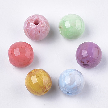 Resin Beads, Imitation Gemstone, Round, Mixed Color, 16mm, Hole: 2~2.5mm