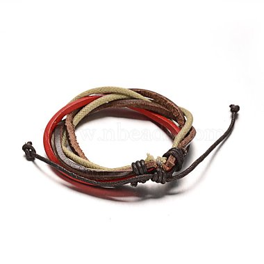 Adjustable Leather Cord Multi-Strand Bracelets(BJEW-M169-09)-3