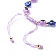 Evil Eye Resin Bead & Flat Round Alloy Rhinestone Braided Beaded Bracelets for Girl Women(BJEW-JB08740-01)-6