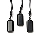 Natural Obsidian Rectangle Pendant Necklace with Nylon Cord for Women(NJEW-C001-01A-02)-1
