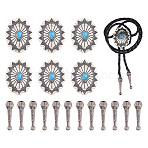 6Pcs Alloy Bolo Tie Slide Charms, 12Pcs Alloy Cord Ends, Antique Silver, 44x33.5x13mm, Inner Diameter: 16mm(DIY-FH0008-59)
