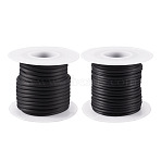 15M 2 Styles Hollow Pipe PVC Tubular Synthetic Rubber Cord, Wrapped Around White Plastic Spool, Black, 2~3mm, Hole: 1~1.5mm(RCOR-TA0001-02)