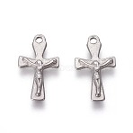Tarnish Resistant 304 Stainless Steel Pendants, For Easter, Crucifix Cross, Stainless Steel Color, 16.5x9.5x1.8~1.9mm, Hole: 1.4mm(STAS-P231-11P)