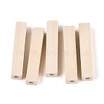 Unfinished Wood Beads, Natural Wooden Beads, Lead Free, Cuboid, PapayaWhip, 50x10~10.5x10~10.5mm, Hole: 4.5mm(X-WOOD-S659-13-LF)
