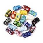 Handmade Millefiori Glass Column Beads, Chevron Beads, Mixed Color, 19~20x11~12mm, Hole: 2.5mm, about 10pcs/strand(LA-N001-02E-02)