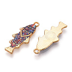 Alloy Enamel Pendants, Cadmium Free & Nickel Free & Lead Free, Golden, Fish Charm, Yellow, 27x10.5x2.5mm, Hole: 1.8mm(FIND-C037-16G-07-1)