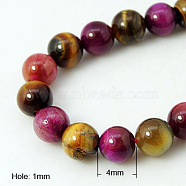 Natural Rose Tiger Eye and Yellow Tiger Eye Beads Strands, Round, Mixed Color, 4mm; about 46pcs/strand, 8 inch(X-G-G101-4mm-1)