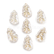 Metal Enlaced Transparent Acrylic Beads, Golden Plated, Christmas Tree, Clear, 17x11.5x5mm, Hole: 1mm, about 757Pcs/500G(MACR-M045-09)