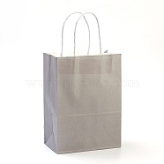 Pure Color Kraft Paper Bags, Gift Bags, Shopping Bags, with Paper Twine Handles, Rectangle, Gray, 21x15x8cm(AJEW-G020-B-07)